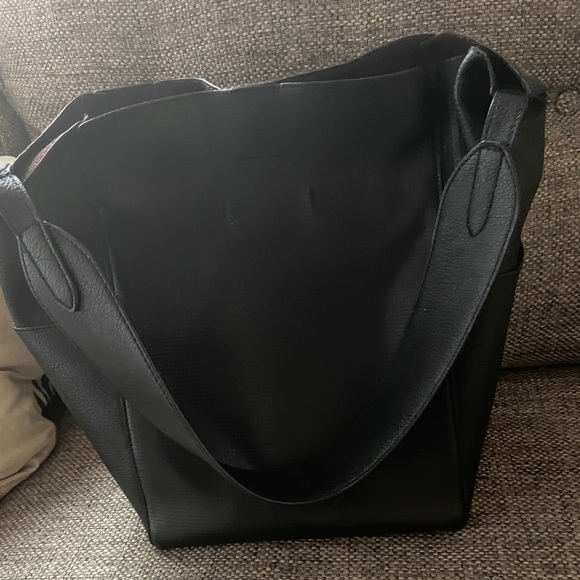 Anthropologie soft leather black bucket tote bag - Picture 6 of 9